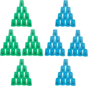 Sports Stacking Cups Sports Training Game for Challenge Competition Travel Party Gift for Kids and Adults (4 Blue  4 Green) ubiquitous mat fare 1 yeesport Sport Stacking Cups$ 96pcs 