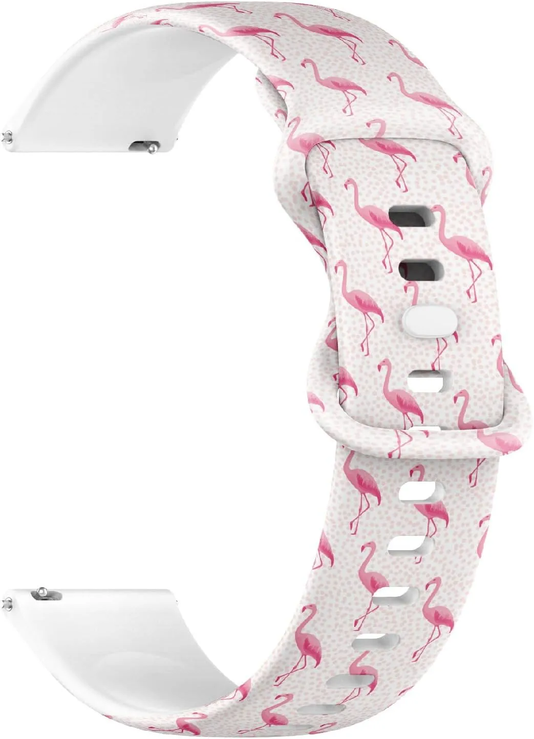 Sports Watch Band (Tropical Pink Flamingos) Replacement Rubber Strap Bracelet for Women$ Men 18mm Quick Release edge Soft Sillicone 