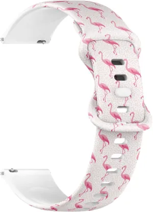 Sports Watch Band (Tropical Pink Flamingos) Replacement Rubber Strap Bracelet for Women$ Men 18mm Quick Release edge Soft Sillicone 