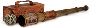 Spyglass, Pirate Telescope with cessation actual slander Leather Case, Handheld Telescope for Adventure Enthusiasts, Monocular Nautical Decor for Gifting, Travellers, Dolland London, 17.5 RII Antique Decor 