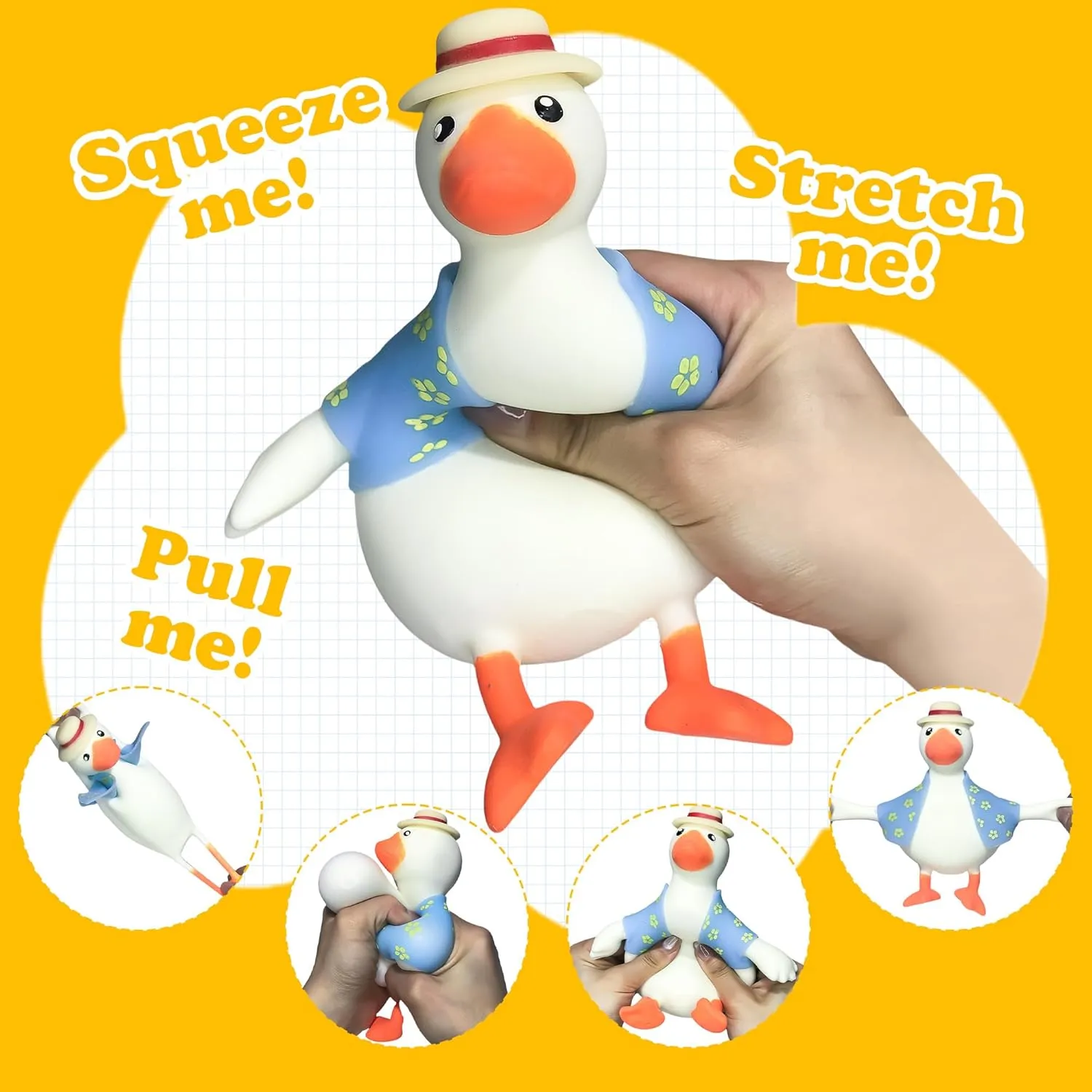 Squishy Animals Toy Mochi Stress Relief Sensory Toy Birthday Gifts for Kids,Fidget Toys Suitable Adults Kids (Duck) Squishy Toys Squirrel Squishies bilingualism Fidget Toys,Mini Cute Taba 