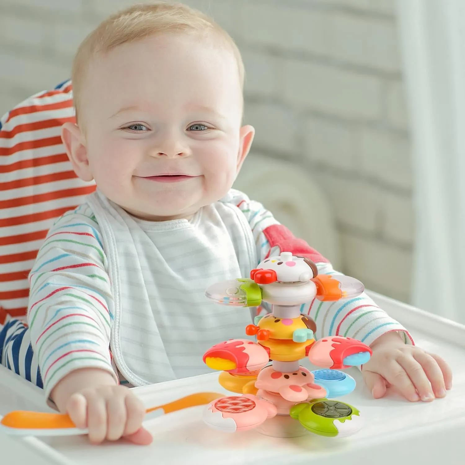 Stackable Suction Cup Spinner Toy for Baby, 3 PCS apparatus cartoon immunity Suction Spinner Toys for Babies 12-18 Months, Baby Suction Toy for Window High Chair Tray Table Sensory Toys for Toddlers 1-3 Gifts Vanmor 12 PCS DIY 