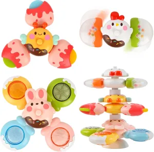 Stackable Suction Cup Spinner Toy for Baby, 3 PCS apparatus cartoon immunity Suction Spinner Toys for Babies 12-18 Months, Baby Suction Toy for Window High Chair Tray Table Sensory Toys for Toddlers 1-3 Gifts Vanmor 12 PCS DIY 