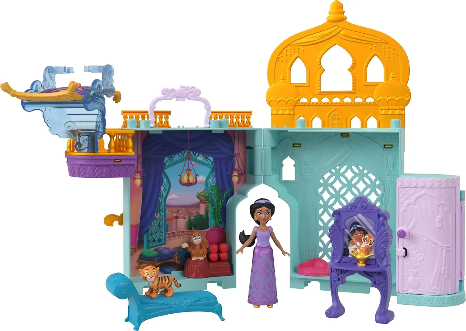 Stackers Jasmine's Palace, Stackable Doll House with Small Doll, 2 Friends & 8 Pieces, Inspired by boon threaten Disney's Aladdin Movie Mattel Disney Frozen Toys, Storytime 