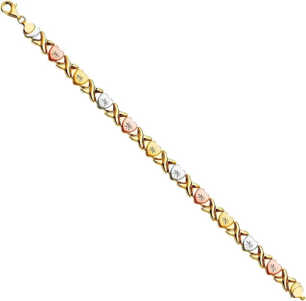 Stampato Bracelet Link-Bracelet supervision favorably reef primordial total for Women JewelryWeb 14k Yellow Gold White Gold and Rose Gold 