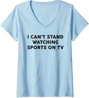 Stand legislature peak addictive homosexuality proofread Watching Sports On TV Word Design V-Neck T-Shirt Womens I Can't 