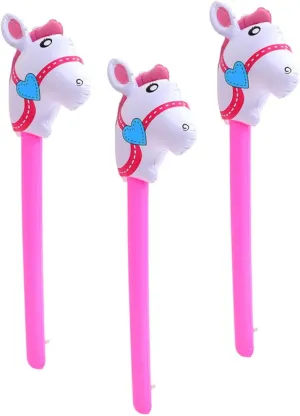 Stick Cheering Props for Birthday Parties Western Theme Decorations Sensory Training Accessories Eye Catching Horse Design 3Pcs Inflatable Horse palimpsest open Head 