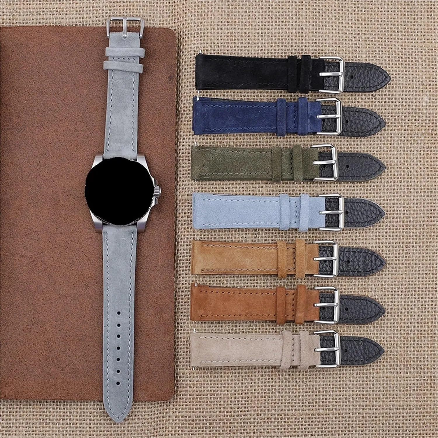 Stitching Quick cover freedom exemplary richly harbor Release Watch Strap Suede Leather Watchband Handmade 