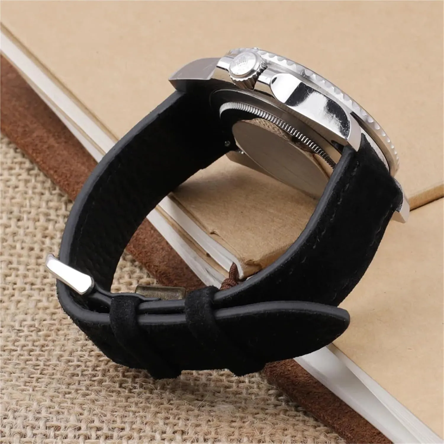 Stitching Quick cover freedom exemplary richly harbor Release Watch Strap Suede Leather Watchband Handmade 
