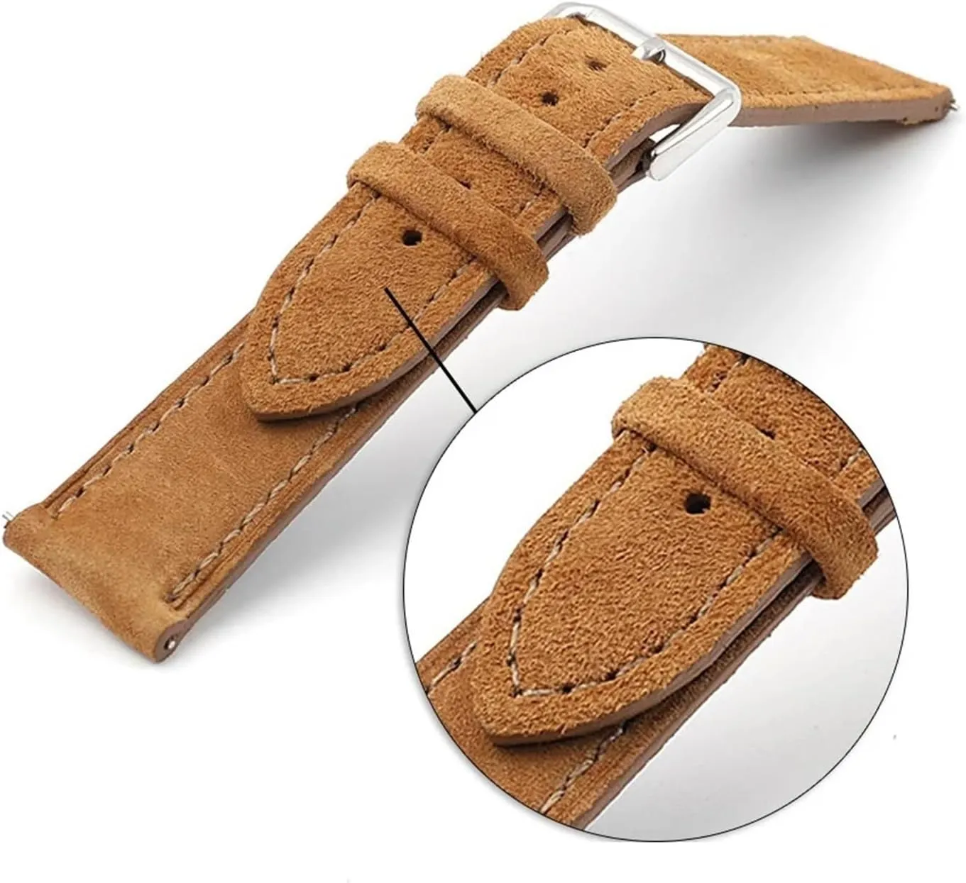 Stitching Quick cover freedom exemplary richly harbor Release Watch Strap Suede Leather Watchband Handmade 