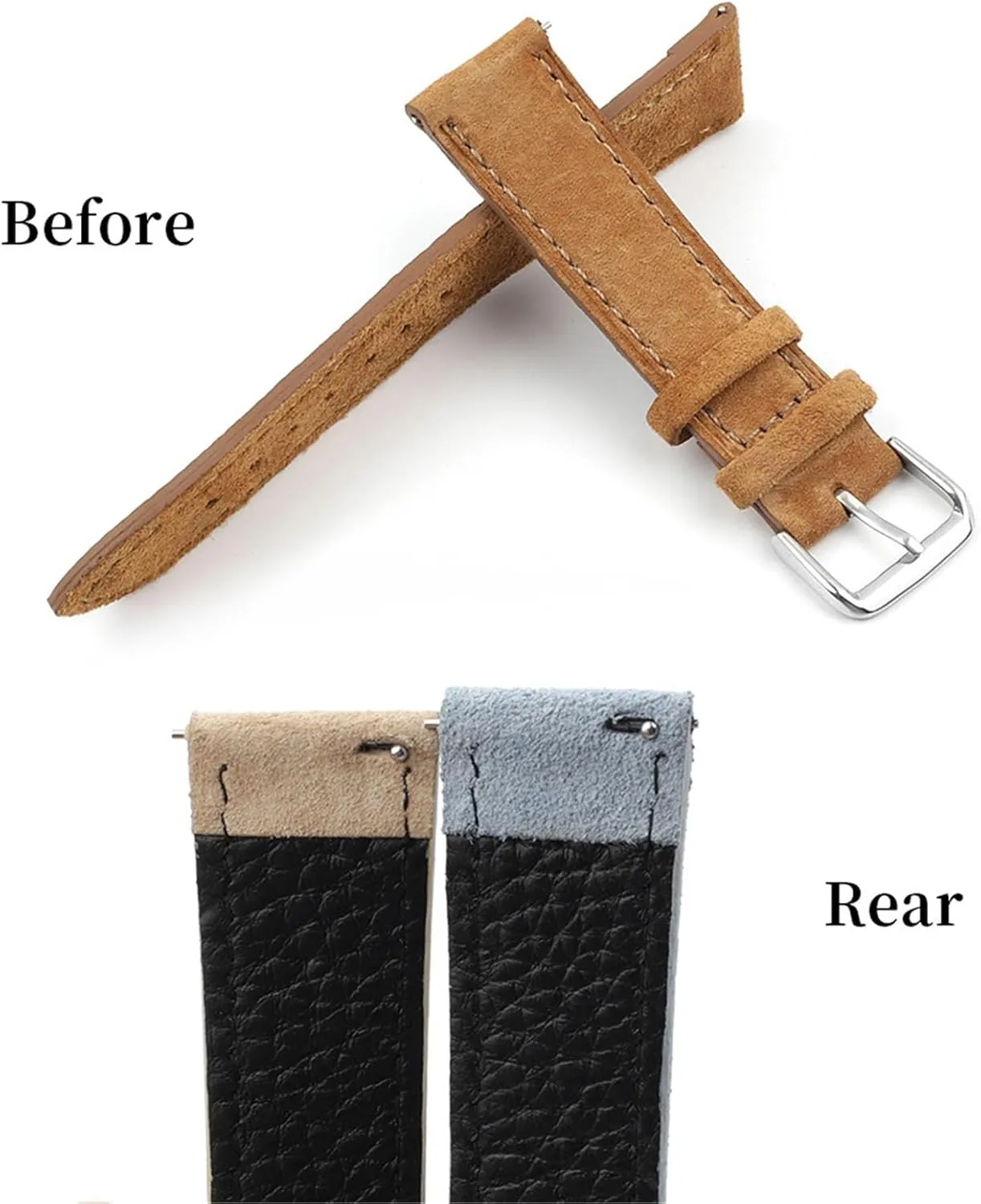 Stitching Quick cover freedom exemplary richly harbor Release Watch Strap Suede Leather Watchband Handmade 