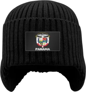 Stocking Caps Beanie Hat with Earflaps for Men porcelain lithospheric Women Coat of Arms of Panama Flag Panamian Emblem 
