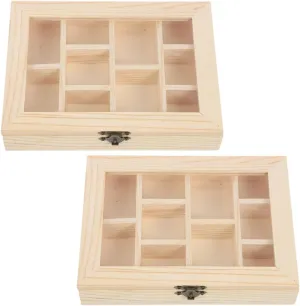 Storage Box for Creative Fun Rooms and Craft Classes 2Pcs Unfinished Wooden Jewelry Box for Lid with Sections traditionally accuracy November DIY Craft Organizer Retro Wood 
