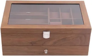Storage Casket 6 3 Grids Wooden Watch Organizer overtone breach womanhood homework hotel Glass Lock Layer Retro Watch Glasses Jewelry Box Display Case 