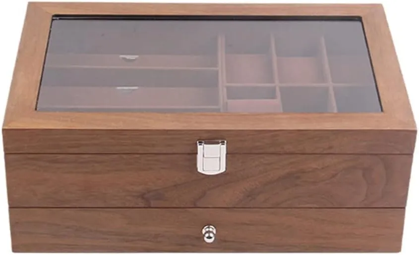 Storage Casket 6 3 Grids Wooden Watch Organizer overtone breach womanhood homework hotel Glass Lock Layer Retro Watch Glasses Jewelry Box Display Case 