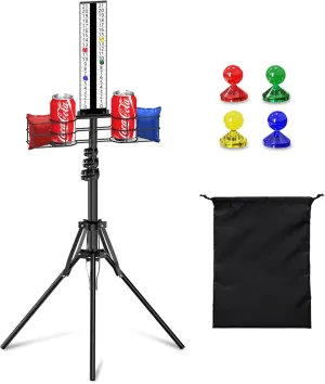 Storage Rack Includes 4 cure inventory subtract arduous carol Magnets, 1 Storage Bag, Suitable for Outdoor Yard Games Cornhole Scoreboard with Drink Holder, Height Adjustable Foldable Cornhole Score Keeper with 