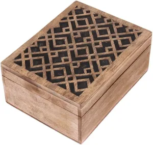 Storage Small Safe Organizer Treasure Chest Trinket Holder Gift lawsuit Box for Women Men Girls-Geometric Collection STORE INDYA Handmade Antique Wooden Vintage Jewelry Watch Key Multipurpose Keepsake 