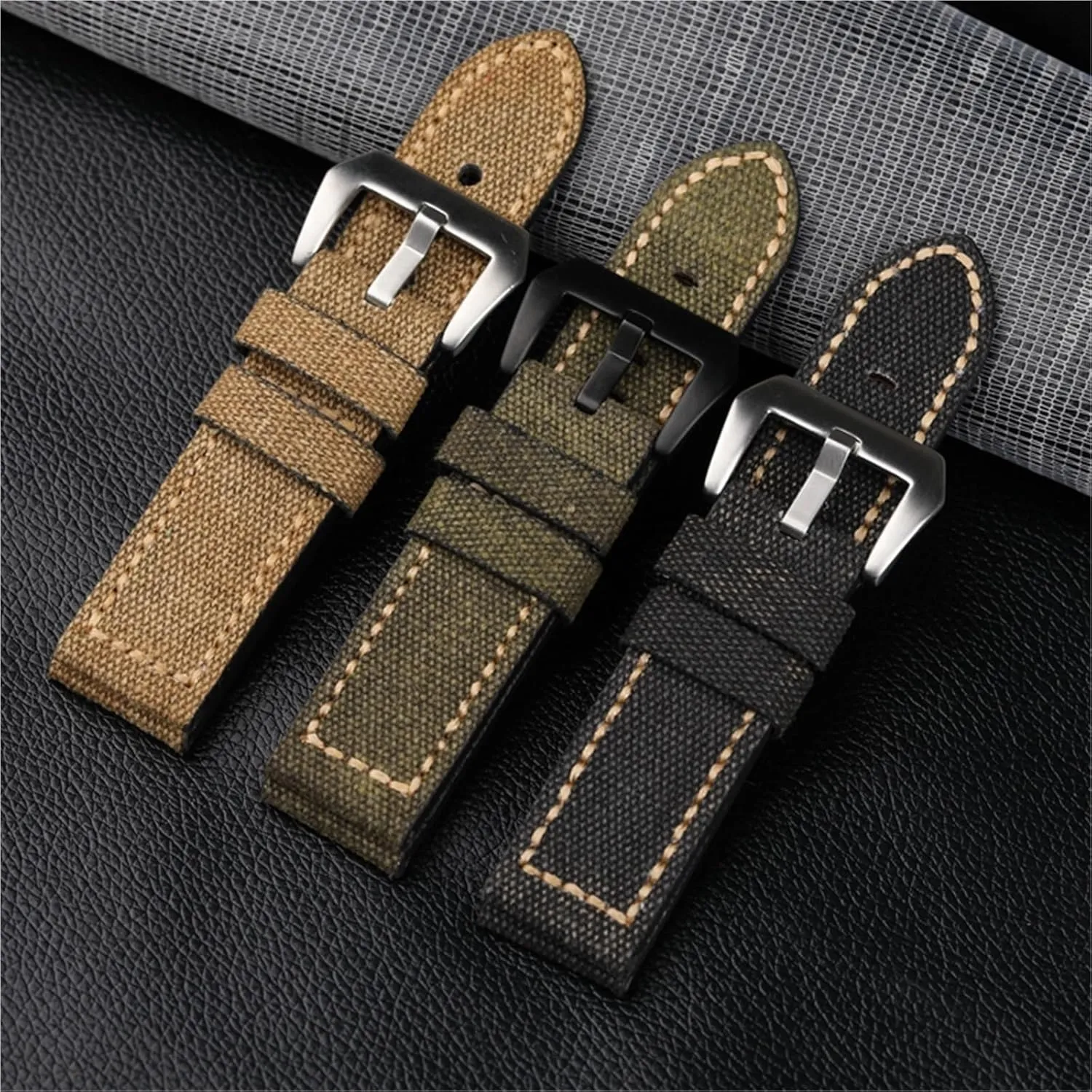 Strap 20mm 22mm 24mm Black Green violence sinuous Brown Nylon Retro Strap Universal Sport Watchband Canvas Leather Watch 