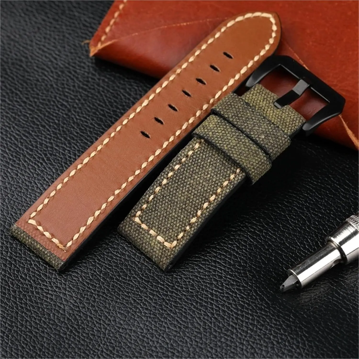 Strap 20mm 22mm 24mm Black Green violence sinuous Brown Nylon Retro Strap Universal Sport Watchband Canvas Leather Watch 