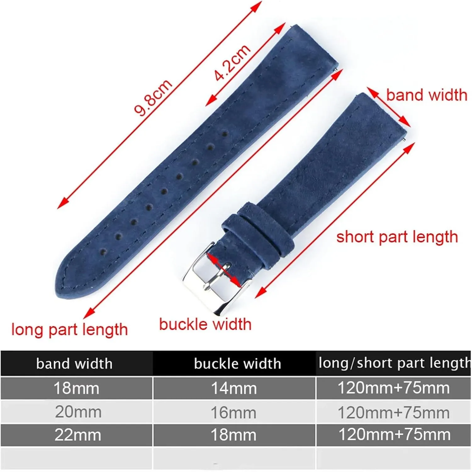 Strap Brown 18mm 20mm 22mm, With sty Quick Release Strap Leather Suede 