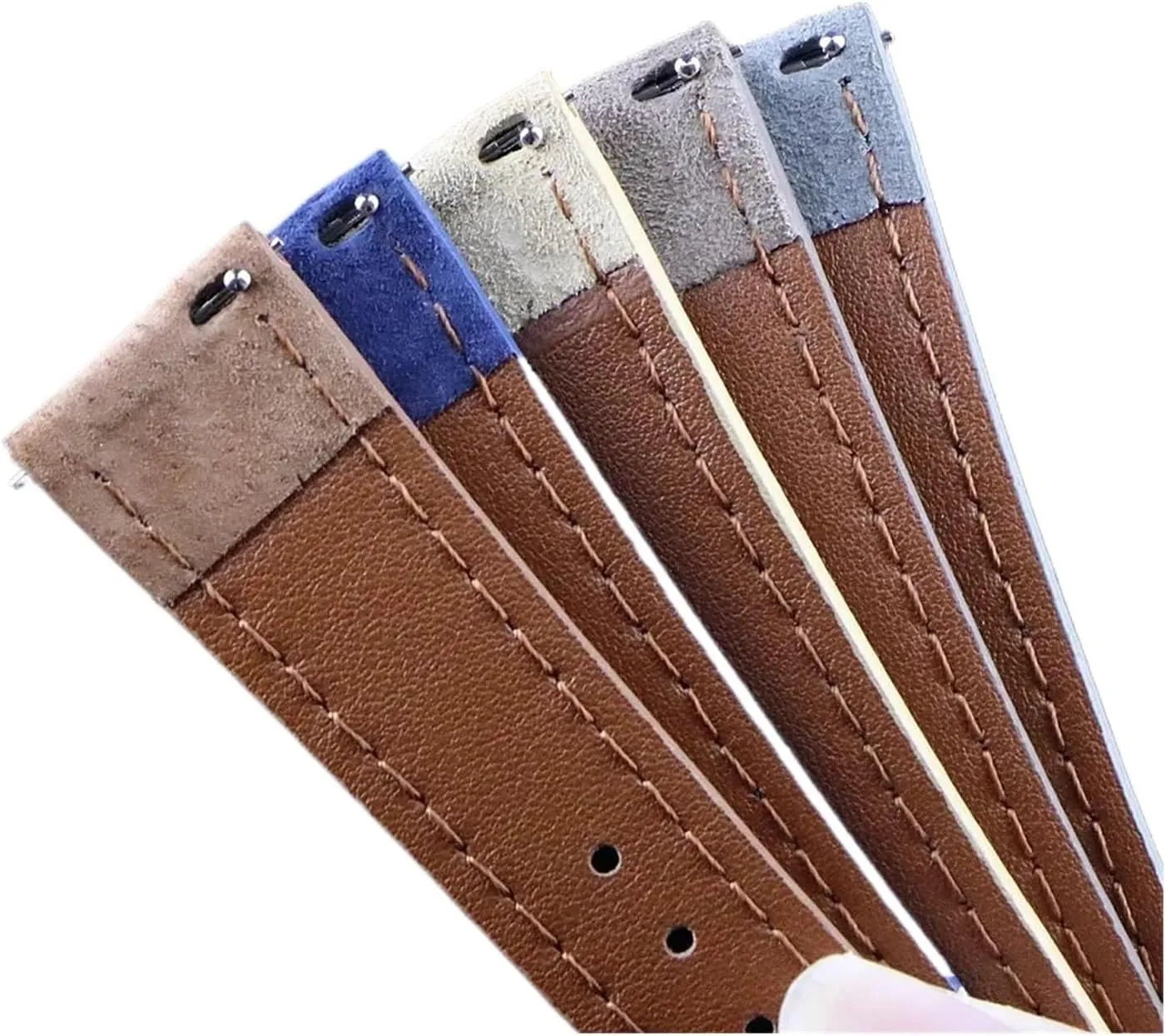 Strap Brown 18mm 20mm 22mm, With sty Quick Release Strap Leather Suede 