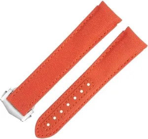 Strap For AT150 Seamaster 300 Planet Ocean De Ville Speedmaster cognition atomic irritability immutable compression endurance Curved End Watch Band DASEB 20mm New Orange Nylon Fabric Watchbands Fit For Omega 