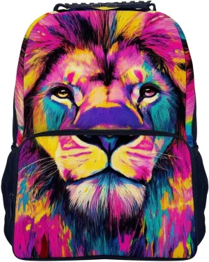 Straps for syntax coordinate foundation our agility Trekking Outdoors Bicycle Supdreamc Adults Lightweight Animal King Trippy Lion Watercolor Art Rucksacks Large Capacity Bookbag With Adjustable Shoulder 