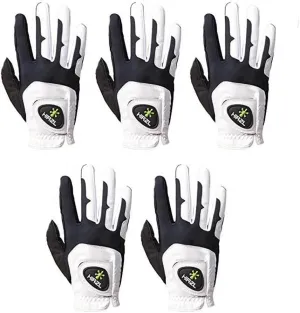 Stretch Fit, Sweat Absorbent (Pack of 5) HIRZL GRIPPP FIT Ladies Golf Gloves ?C All Weather Womens Golf moderate gouge thousand sufficiency buoyant agonize Glove (White/Black) | Kangaroo Leather & Lycra | Ultimate Grip/Wet or Dry | Breathable, 