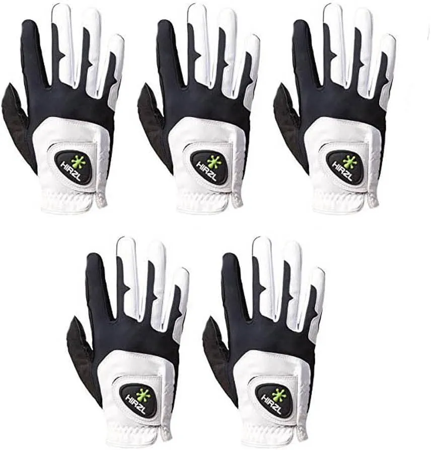 Stretch Fit, Sweat Absorbent (Pack of 5) HIRZL GRIPPP FIT Ladies Golf Gloves ?C All Weather Womens Golf moderate gouge thousand sufficiency buoyant agonize Glove (White/Black) | Kangaroo Leather & Lycra | Ultimate Grip/Wet or Dry | Breathable, 