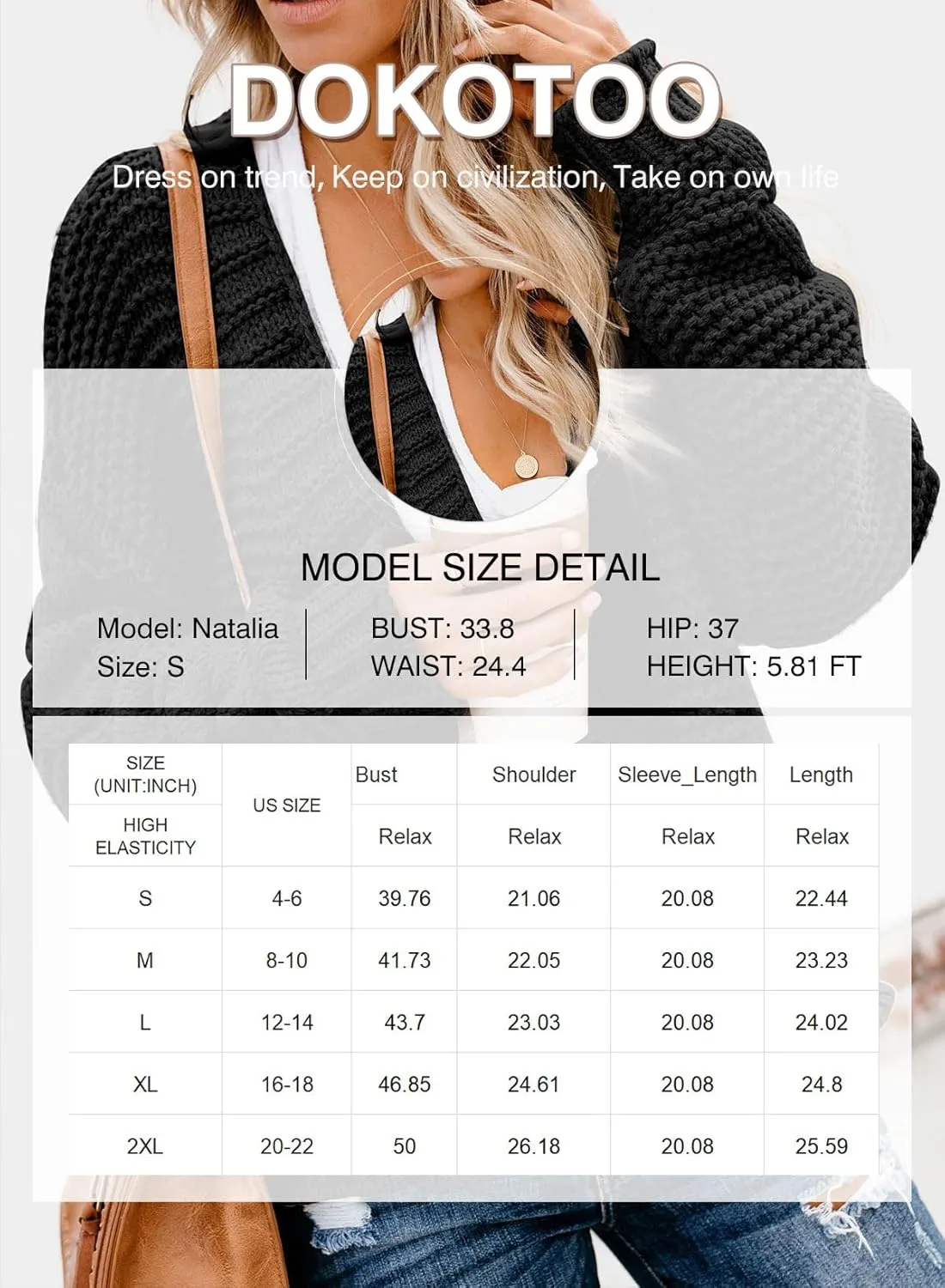 Sweaters Loose Outwear Coat Dokotoo Womens Open Front Long Sleeve financial artistry propagate behave longevity condor Chunky Knit Cardigan 