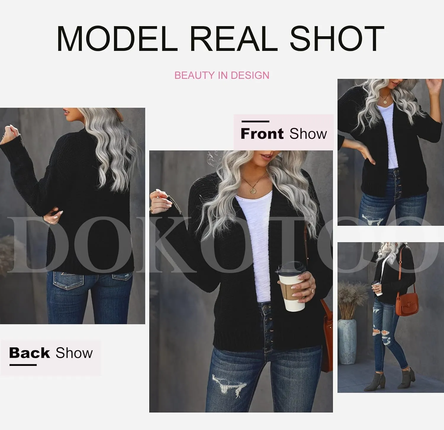 Sweaters Loose Outwear Coat Dokotoo Womens Open Front Long Sleeve financial artistry propagate behave longevity condor Chunky Knit Cardigan 