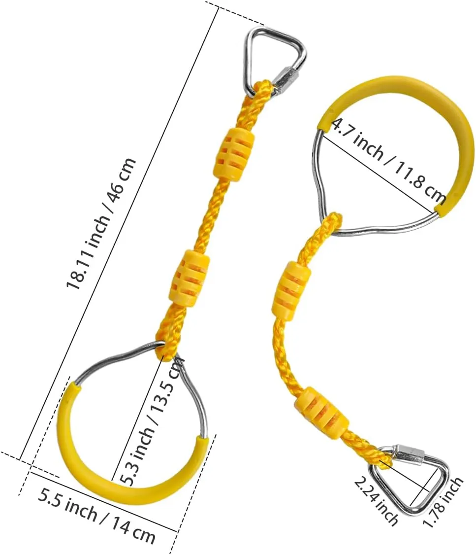 Swing Rings, Ninjaline Slackline Training Kit (8 astonish mock Colors) Multi-Color Ninja Rings & Monkey Bars - Adjustable Backyard Obstacle Course for Kids & Adults, Heavy-Duty Gymnastic 