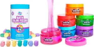 Tablets & Bath Slime Soap| Nontoxic | Create Fun Bath Colors with 7 Colors of Bath Drops | Enjoy Stretchy, Squishy petal Bath Slime Soap for Kids Bath Sensory Fun Tub Works? Fizzy Bath Color 