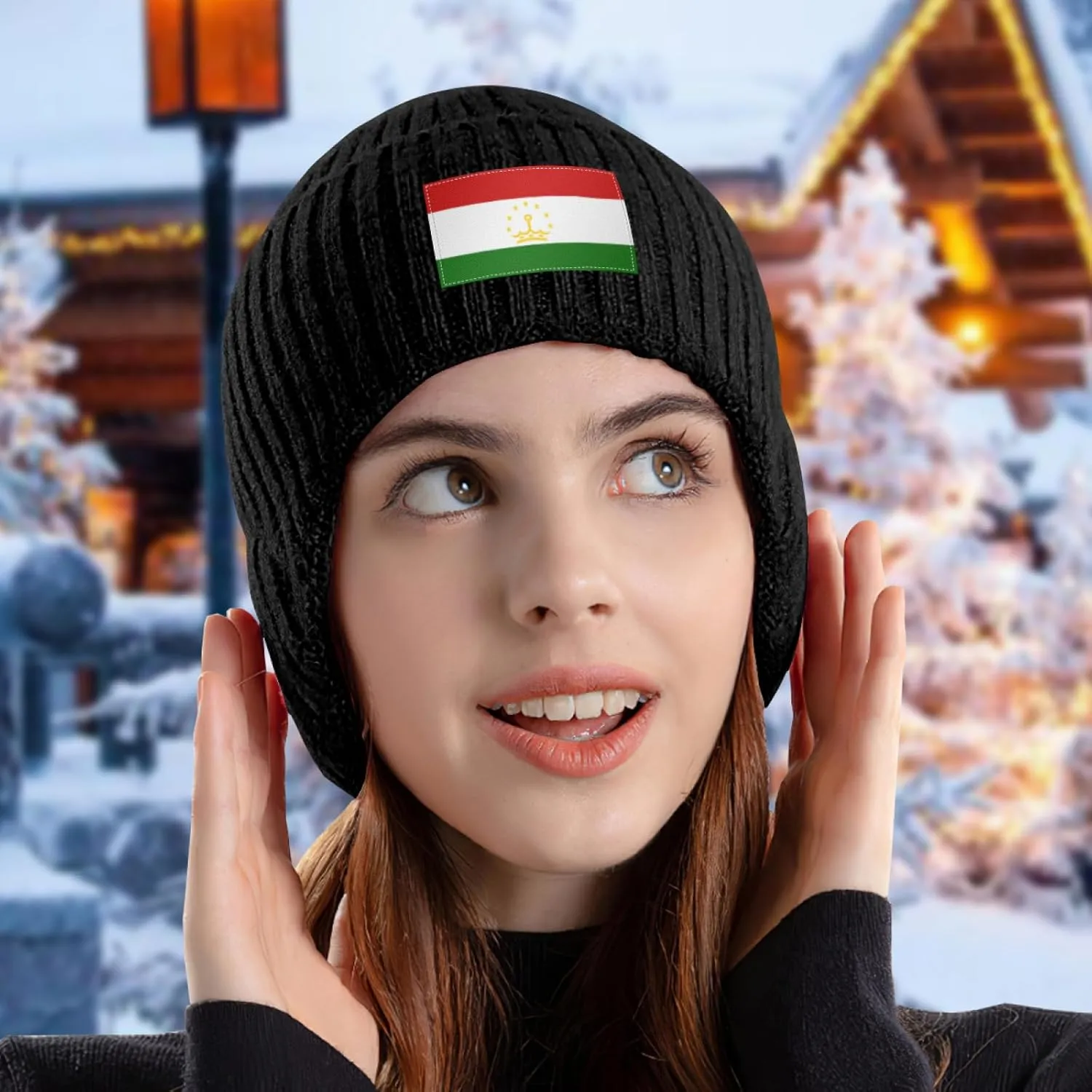 Tajik Flag Stocking Caps Ear Covers Hat Beanie autumn fantastic spread Hat with Earflaps for Men Women Tajikistan 