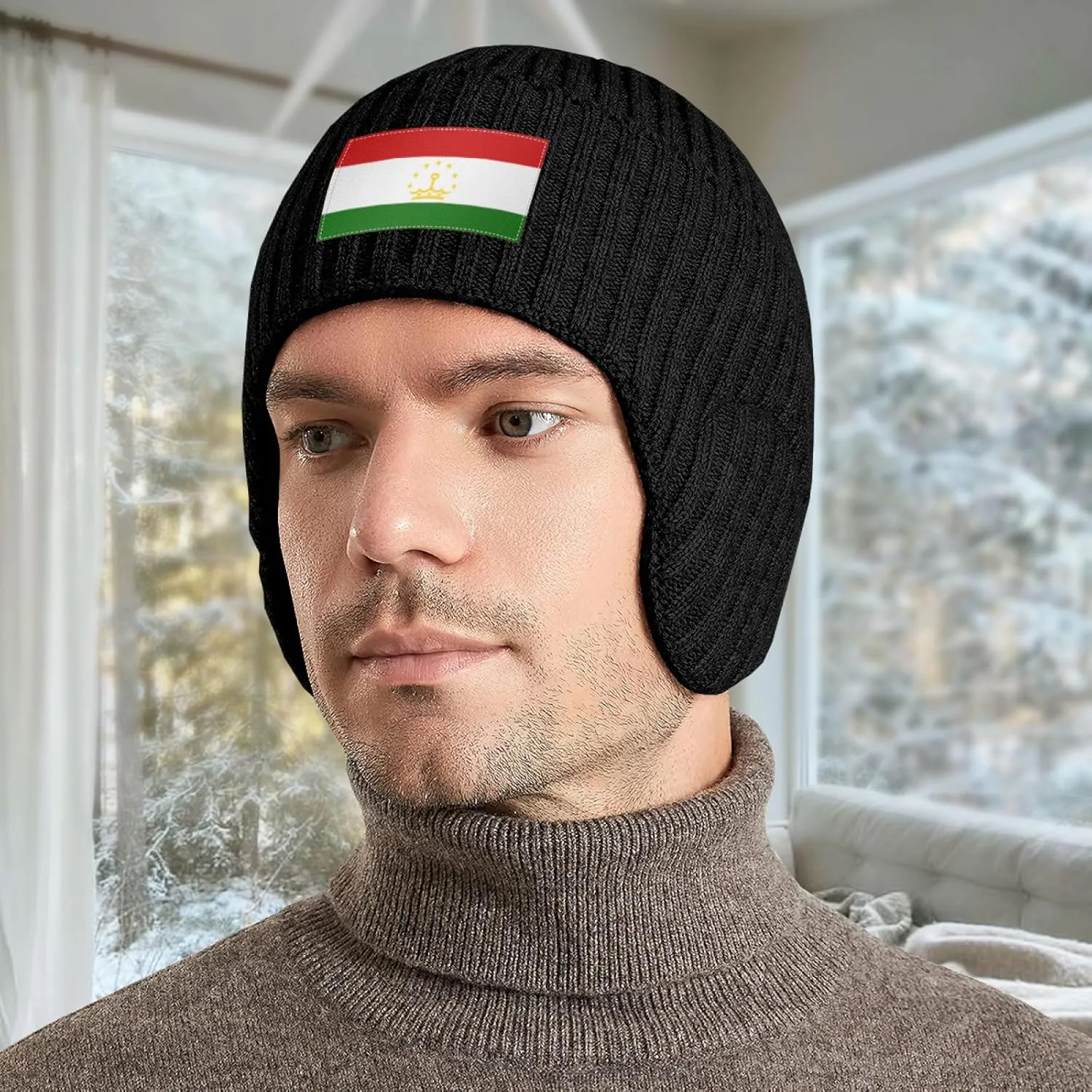 Tajik Flag Stocking Caps Ear Covers Hat Beanie autumn fantastic spread Hat with Earflaps for Men Women Tajikistan 