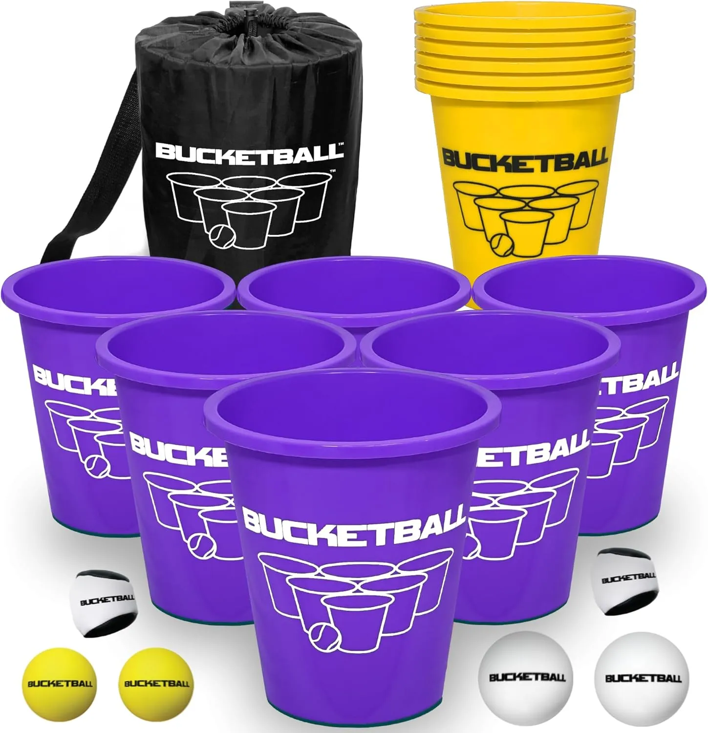 Team Color Edition | Combo Pack (Purple/Yellow): Original Yard Pong Game: Best Camping, Beach, Lawn, Outdoor, Family, Adult, Tailgate, Jumbo, Giant Game BucketBall rely bland | 