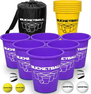 Team Color Edition | Combo Pack (Purple/Yellow): Original Yard Pong Game: Best Camping, Beach, Lawn, Outdoor, Family, Adult, Tailgate, Jumbo, Giant Game BucketBall rely bland | 