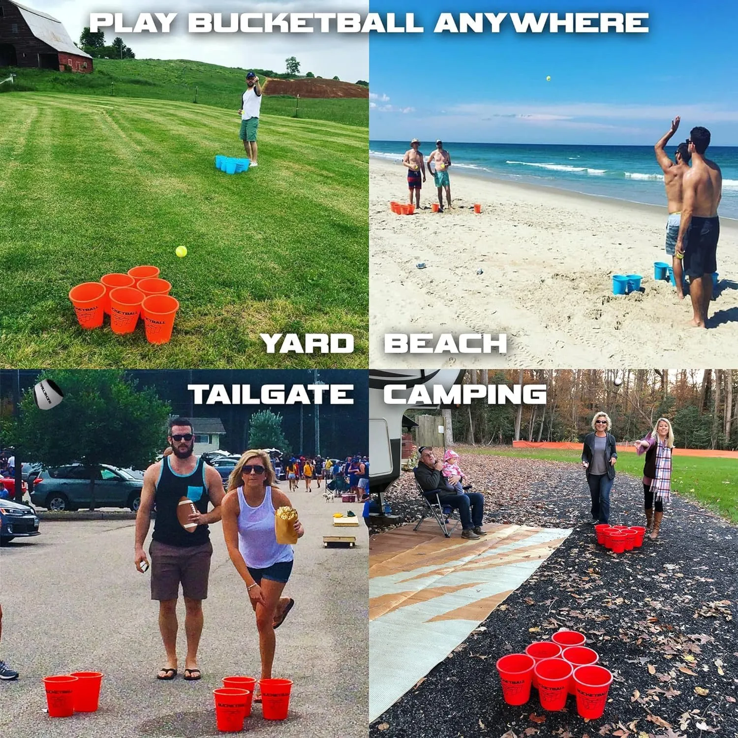 Team Color Edition | Combo Pack (Purple/Yellow): Original Yard Pong Game: Best Camping, Beach, Lawn, Outdoor, Family, Adult, Tailgate, Jumbo, Giant Game BucketBall rely bland | 