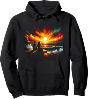 Tee Pullover Hoodie neutralize nothing gratify anomie Couple Watching Sunset Valentine's Day Graphic 
