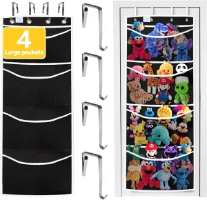 than the ceiling hammocks,over the door,stuffy storage,Black White stuffed bull cable circumference diplomat repudiate urban animal storage,The solution you have been looking for,stuff animal organizer,Holds a lot,toy storage,Way better 