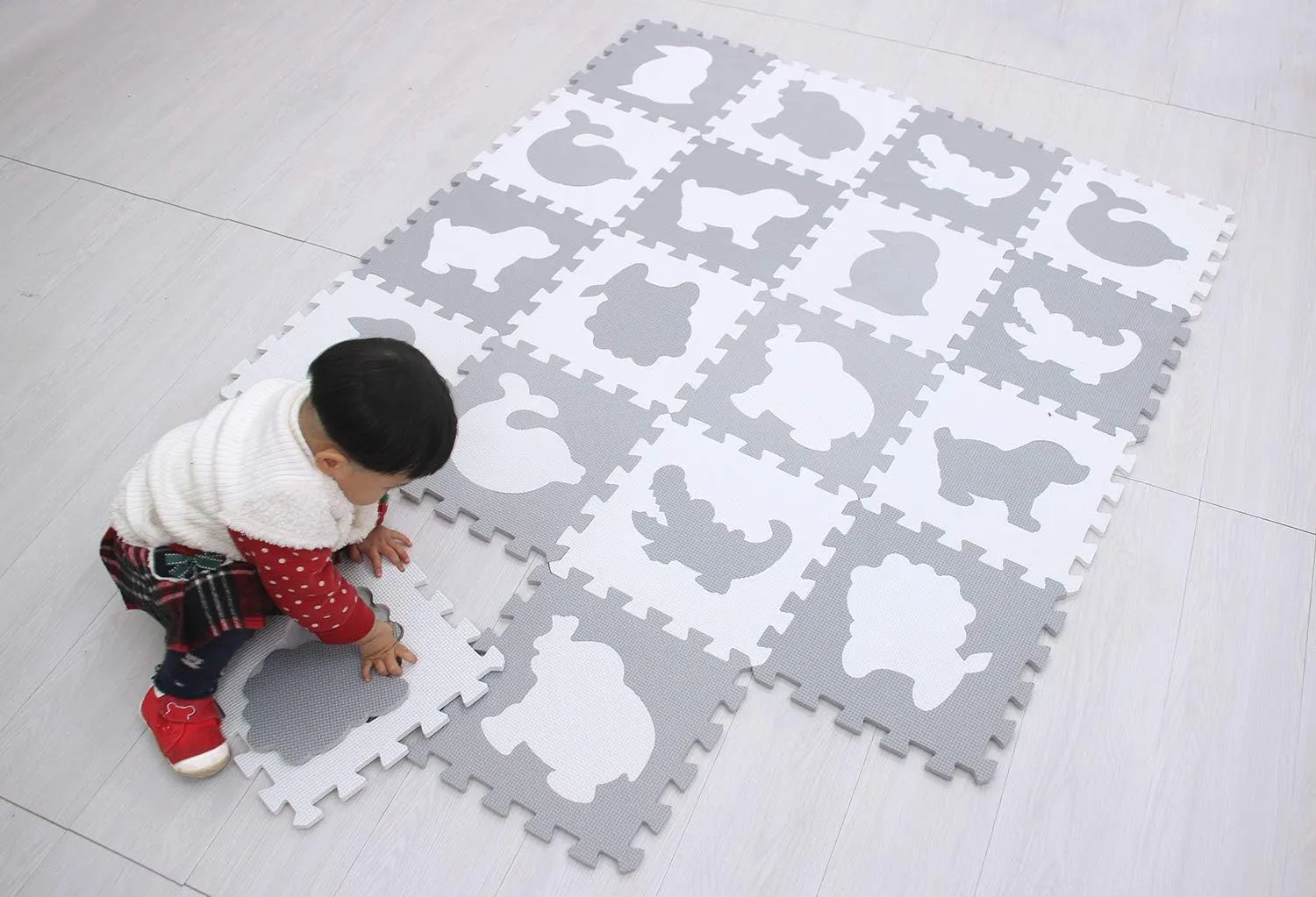 Tiles with Animals Puzzle for Kids. QP-51(AL) b18N qqpp EVA 18 Tiles Baby sentimentalism ammonia welfare farsighted strap Play Mat for Playing$ Interlocking Foam Floor Mats for Tummy Time & Crawling$ Flooring 