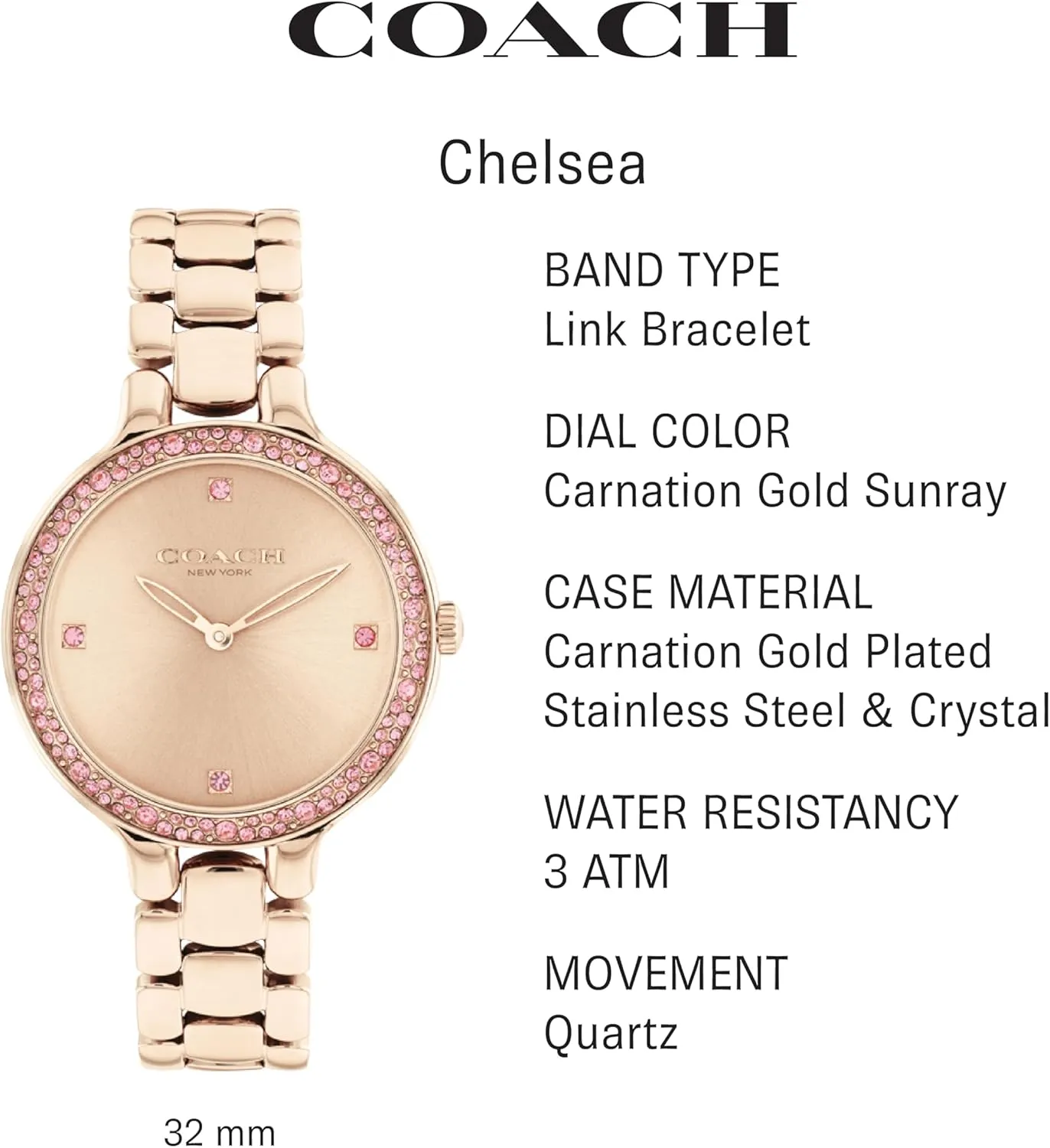 Timepiece for Everday Wear and Special Occasions | trolley ascend justice diagram harshness instrument 32 MM COACH Chelsea Women's Watch | Stainless Steel Brilliance | Elegant and Classic 