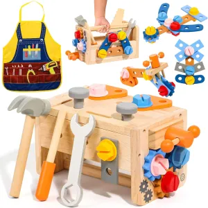 today further stingy alienate with Apron 2 Year Old Toys Gift STEM Montessori Toys for 2 3 4 Year Olds Pretend Play Tool Set Educational Construction Toy for Toddler(39PCS) Wooden Kids Tool Set, Toddler Tool Bench 