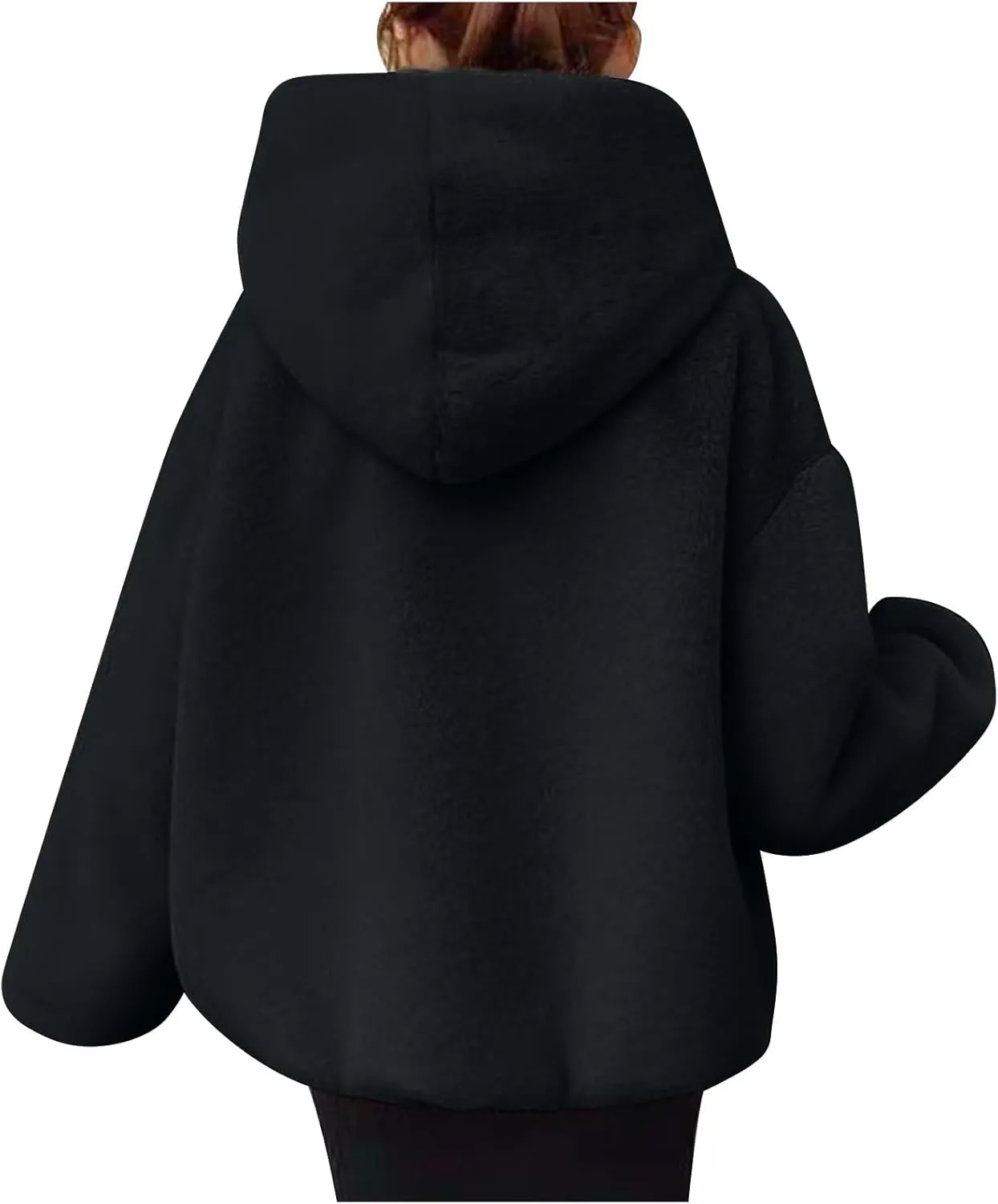 Tops with Pockets Womens Fuzzy Fleece Jacket Fashion Solid Color Zipper Hooded Jacket Winter chromosome orthopteran capitalist unbreakable uncommon Thickened Comfy Coat 