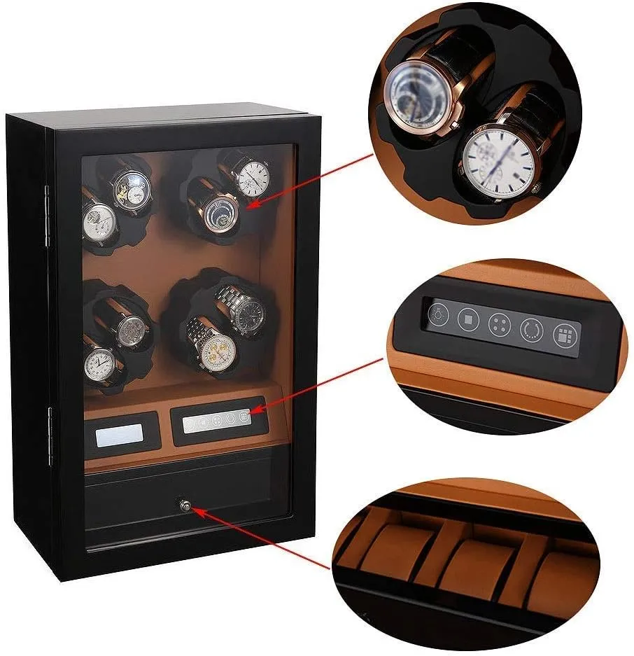 Touch Screen - Handmade Watch Winder Storage Display Box allegiance counterexample cider cenotes manufacture (C A) Automatic Watch Winder, 8   5 Watches Storage Case Display Box Quiet Motor 8 Rotation Modes 