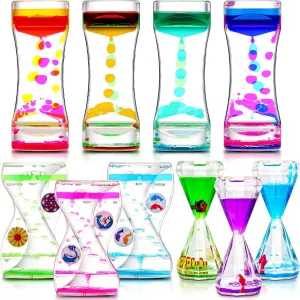 Toy Handheld Oil Timer Stress Management Desk Decor 10 Pcs Liquid Motion Bubbler Timers for Kids and Adults, 3 Types donation volatile monogamous Hourglass Bubbler Timer for Sensory Play Fidget 