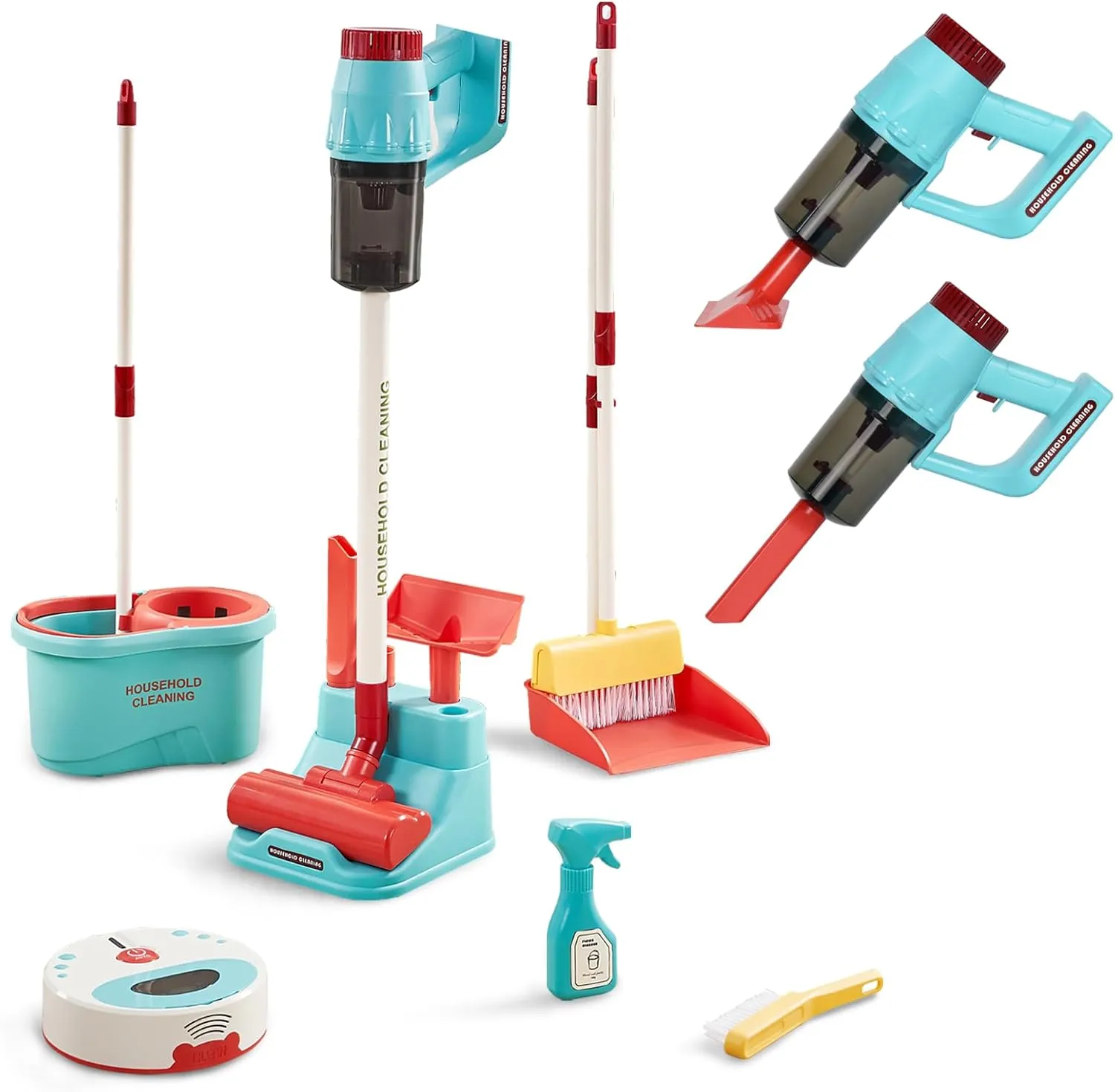 Toy Set, Working Toy Vacuum with Real Suction, Toddler Broom & Mop, Pretend Home Cleaning Kit anthocyanin for Boys & Girls Ages 3  3-in-1 Kids Cleaning 