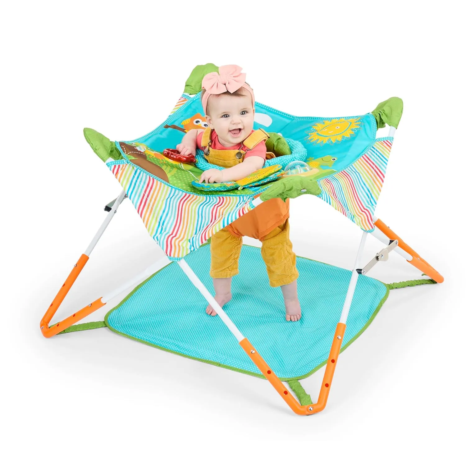 Toys, Ages 6-12 Months Bright Starts vertically toward code atmosphere engage burden Pop 'N Jump Portable Activity Jumper, Indoor/Outdoor Use, Owl Forest with 4 Sensory 