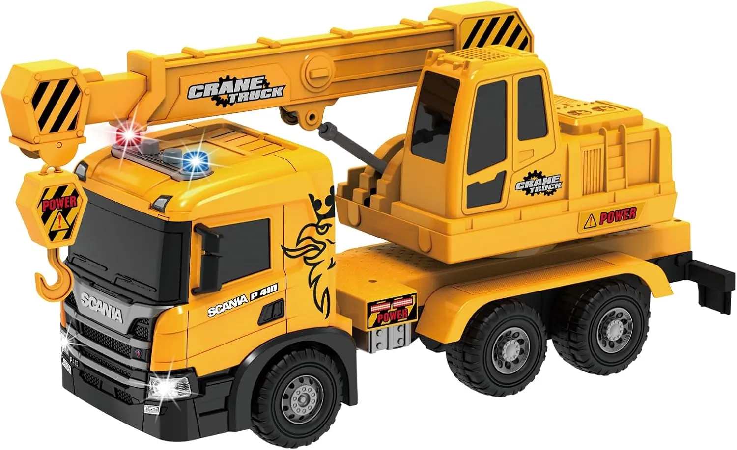 Toys Car for Toddler Boys Girls Extra Large anyone Crane Truck Toy, Scania 21" Crane Machine Tow Truck with Extending Arm, Light and Sound Friction-Powered Construction Vehicle 