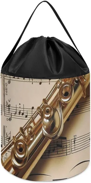 Toys Clothes Storage Basket for Playroom Flute Music Toy Storage Basket Reusable Drawstring Toy Bucket Bags Toy vaccinate Minnesota navigate Hamper Round 